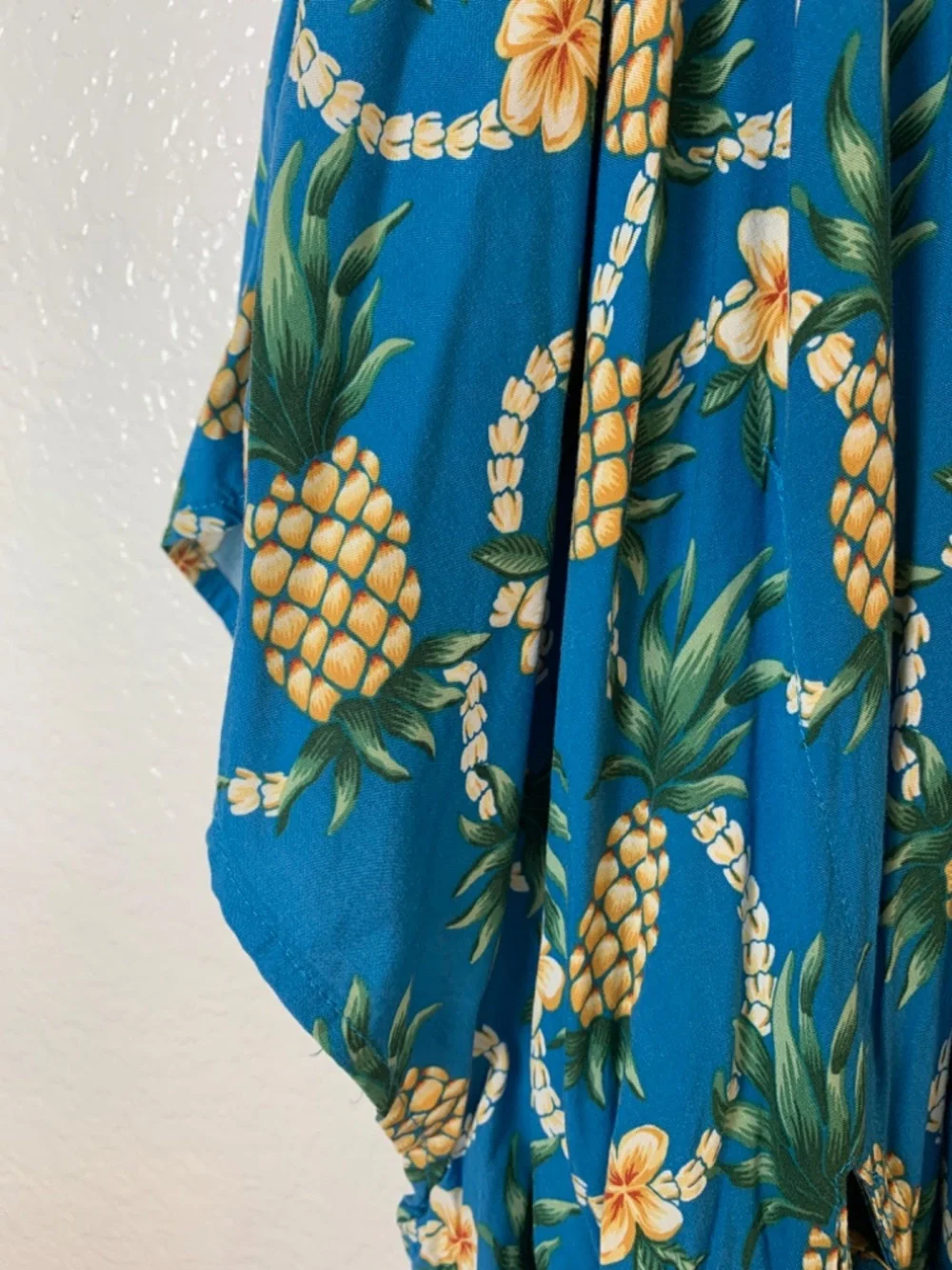Reyn Spooner Womens Beach Swimsuit Coverup XL Blue Pineapple Print Tassel Tie - Picture 6 of 15